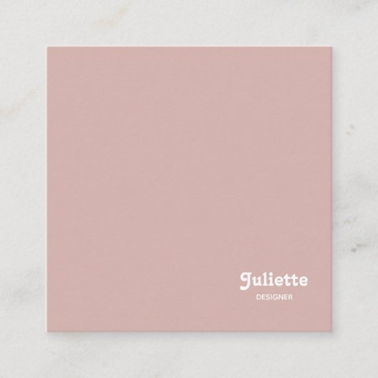 Solide "Dusty Blush" Vierkante Visitekaartje (Voorkant)