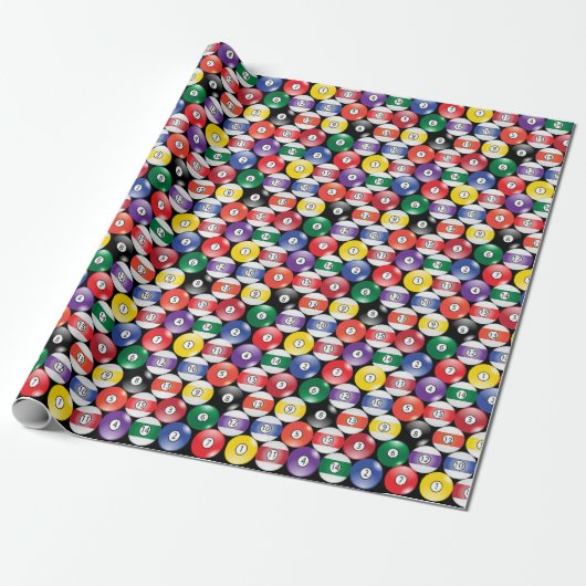 Solide en Stripe Billiards Ball Patroon Cadeaupapier (Uitgerold)
