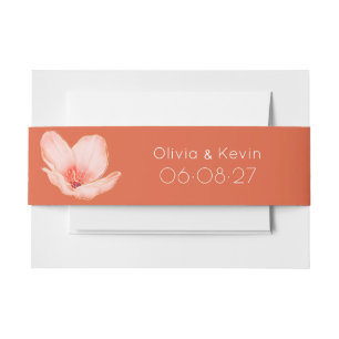 Solide gedurfde Bright sinaasappel moderne bruilof Uitnodigingen Wikkel