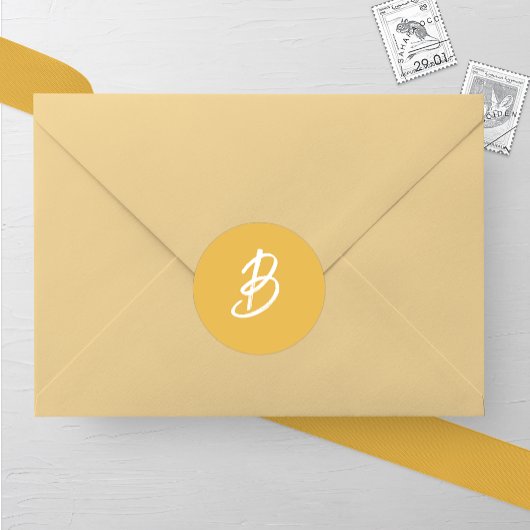 Solide Gouden Monogram Trouwring Ronde Sticker