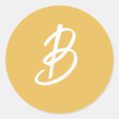 Solide Gouden Monogram Trouwring Ronde Sticker (Voorkant)