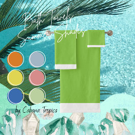 Solide handdoekset voor vast groen en wit bijsnijd bad handdoek