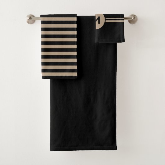 Solide handdoekset voor zwart en tan bad handdoek (Insitu)