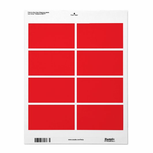 Solide rode achtergrond etiket (Full Sheet)