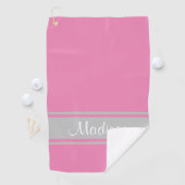 Solide roze grijze stripescript golfhanddoek (Insitu)