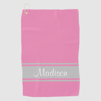 Solide roze grijze stripescript golfhanddoek