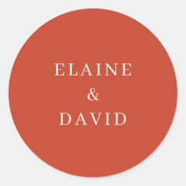 Solide rustieke Sinaasappel moderne bruiloft Ronde Sticker