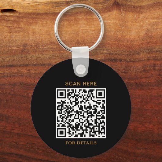 Solide zwarte Logo Sleutelhanger met QR-code (Achterkant)