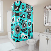 Solidus Blue Geometric Shower Curtain Douchegordijn (In situ)
