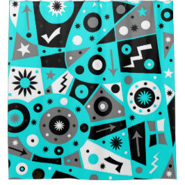 Solidus Blue Geometric Shower Curtain Douchegordijn