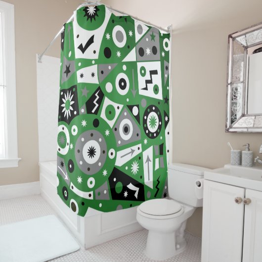 Solidus Green Geometric Shower Curtain Douchegordijn (In situ)
