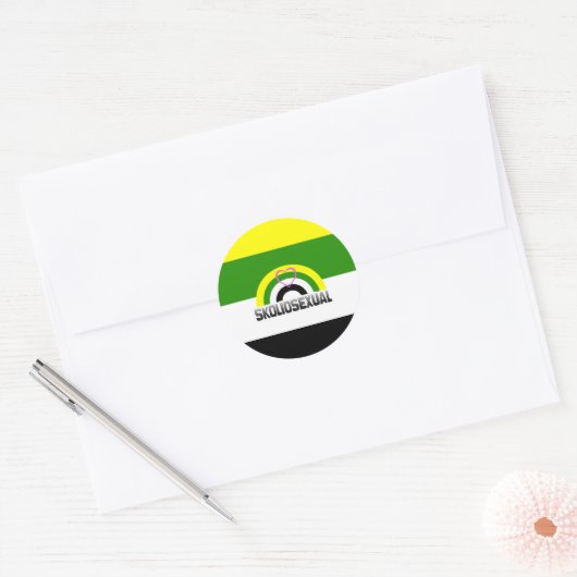 SOLIOSEXUELE REGENBOOG RONDE STICKER (Envelop)