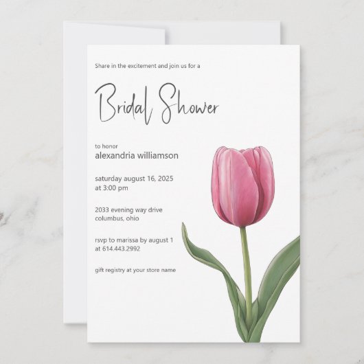 Solitair Roze Tulp Vrijgezellenfeest Kaart (Voorkant)