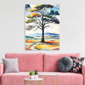 Solitaire boom: een pad minder gereisd canvas afdruk (Insitu (Woonkamer))