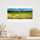 SOLITAIRE BOOM IN GEEL BLOEMENVELD, TUSCANIE POSTER (Keuken)