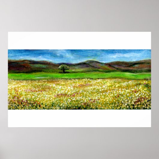 SOLITAIRE BOOM IN GEEL BLOEMENVELD, TUSCANIE POSTER (Voorkant)