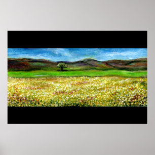 SOLITAIRE BOOM IN GEEL BLOEMENVELD, TUSCANIE POSTER