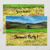 SOLITAIRE BOOM IN GEEL BLOEMENVELD ZOMERPARTY KAART (Voorkant / Achterkant)