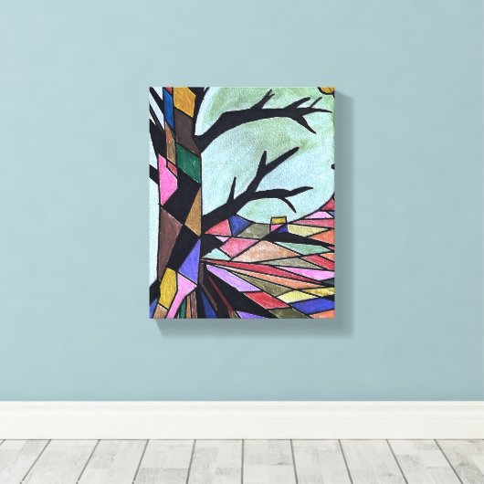 SOLITAIRE BOOM IN HET MAANLICHT CANVAS AFDRUK (Insitu (Houten vloer))