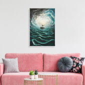 Solitaire boot in turbulente Zeeen Oceaanlandschap Canvas Afdruk (Insitu (Woonkamer))