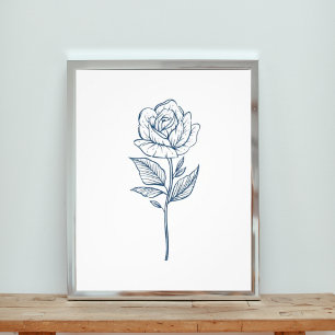 Solitaire Elegantie: een enkel blauw Roos Foto Afdruk