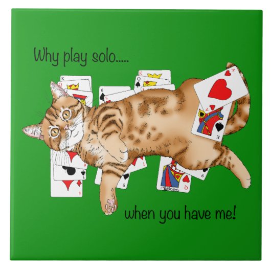Solitaire Game Kaarten Cat Tegeltje (Voorkant)