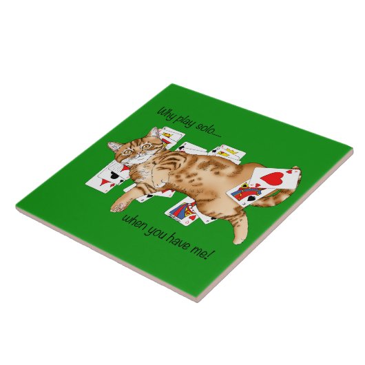 Solitaire Game Kaarten Cat Tegeltje (Zijkant)