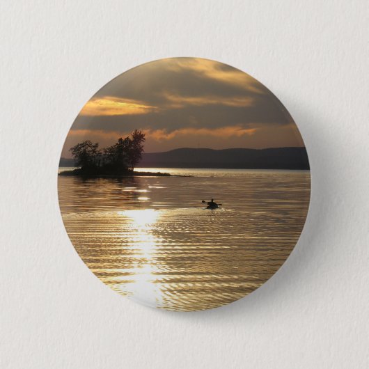 Solitaire Kayak op het meer Ronde Button 5,7 Cm (Voorkant)