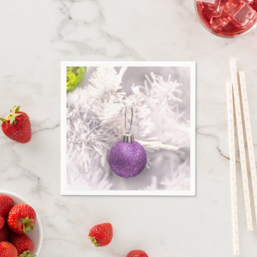 Solitaire Paarse kerstbal Servetten (Insitu)