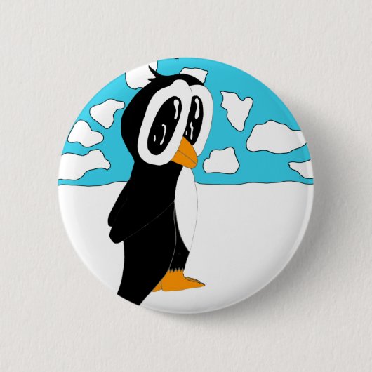 Solitaire pinguïn ronde button 5,7 cm (Voorkant)