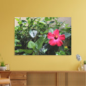 Solitaire Red Hibiscus Print (Insitu (Woonkamer))