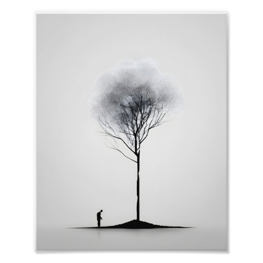 Solitaire reflectie minimalistisch zwart-wit foto afdruk (Voorkant)