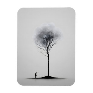 Solitaire reflectie minimalistisch zwart-wit magneet