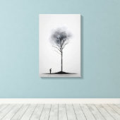 Solitaire reflectie minimalistische zwart-wit kuns canvas afdruk (Insitu (Houten vloer))