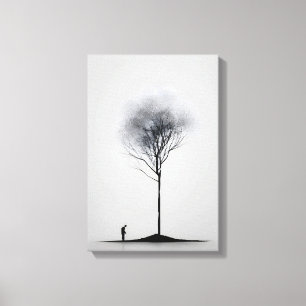 Solitaire reflectie minimalistische zwart-wit kuns canvas afdruk