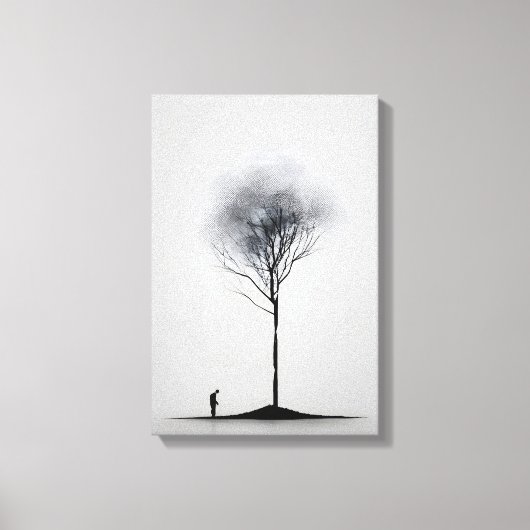 Solitaire reflectie minimalistische zwart-wit kuns canvas afdruk (Voorkant)