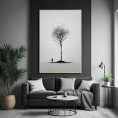 Solitaire reflectie minimalistische zwart-wit kuns perfect poster