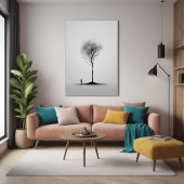 Solitaire reflectie minimalistische zwart-wit kuns perfect poster