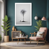 Solitaire reflectie minimalistische zwart-wit kuns perfect poster