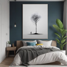 Solitaire reflectie minimalistische zwart-wit kuns