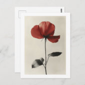 Solitaire rode bloem briefkaart (Voorkant / Achterkant)