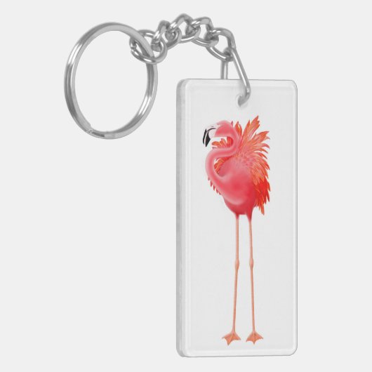 Solitaire roze Flamingo Bird Sleutelhanger (Voorkant Links)