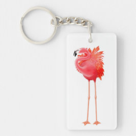 Solitaire roze Flamingo Bird Sleutelhanger