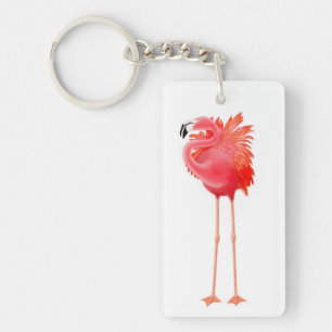 Solitaire roze Flamingo Bird Sleutelhanger