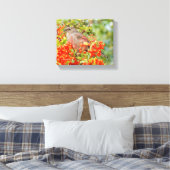 Solitaire Songbird van Townsend op Scarlet Firetho Canvas Afdruk (Insitu (Slaapkamer))