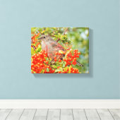 Solitaire Songbird van Townsend op Scarlet Firetho Canvas Afdruk (Insitu (Houten vloer))