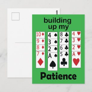 Solitaire Spel Mijn Geduld Opbouwen Grappige Quote Briefkaart