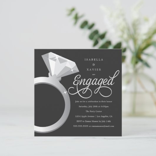 solitaire | Uitnodiging voor aangepaste kleurengag (Staand voorkant)