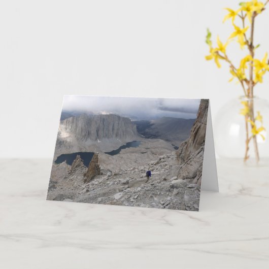 Solitaire wandelaar, blanco groet kaart (Gele Bloem)