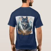 Solitaire wolf op de toppen t-shirt (Achterkant)